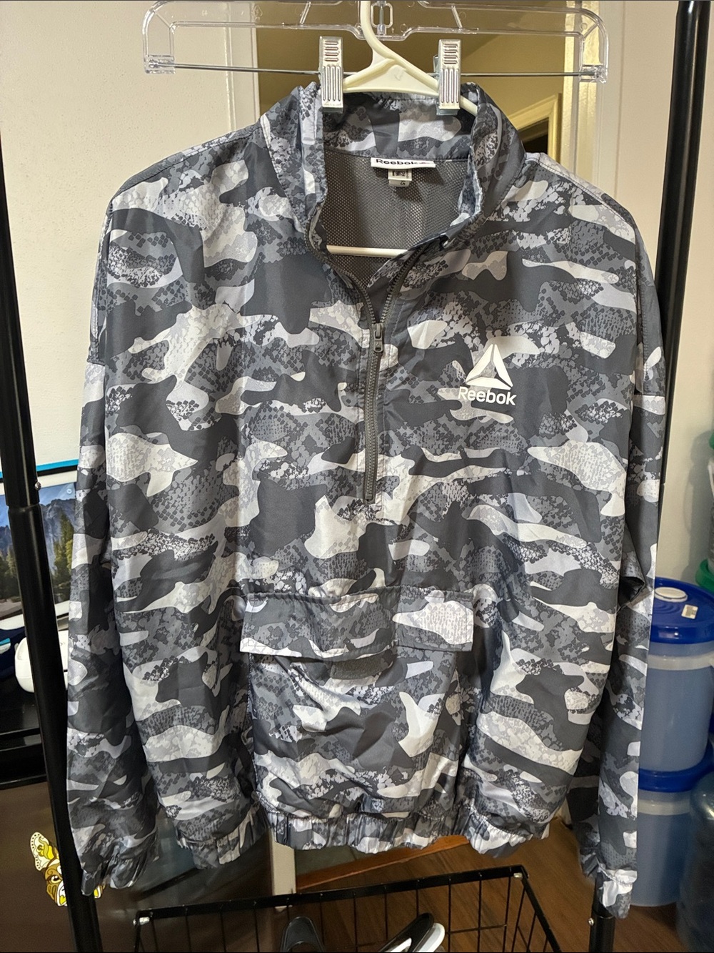 Reebok Gray & White Camo Half-Zip Pullover
